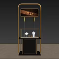 Modern Luxury Jewelry Store Display With Golden Frame And Glass Countertop