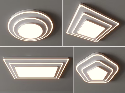 Modern Ceiling Lights With Illuminated Strips In Round Square Rectangular Hexagonal Shapes 3d model
