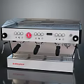 LAVAZZA Espresso Machine Featuring Three Black Handles Silver Black Body Front Control Knobs Red Logo