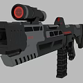 Modern Tactical Rifle with Scope Red Accents and Black Design for Military Use