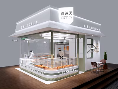 Modern Dessert Shop Interior Featuring Glass Display Cases Pastry And Seating Area 3d model