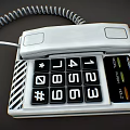 White Landline Phone With Digital Keypad Coiled Cord And Display Screen For Home Use