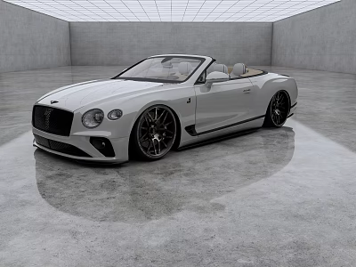 White Luxury Convertible Car With Beige Seats Large Alloy Wheels In Minimalist Indoor Space 3d model