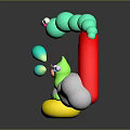 Green Cartoon Character Outfit With Pink Sleeves And Legs By Rainbow Clouds