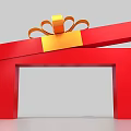 Open Red Gift Box With Golden Bow On Decorative Arch Structure Top 3d model
