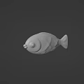 Detailed Gray Fish Sculpture With Artistic Carved Design And Smooth Surface