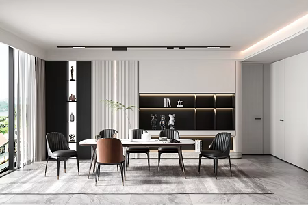 Modern Restaurant Dining Table and Chair 3d model