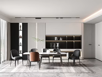 Modern Restaurant Dining Table and Chair 3d model