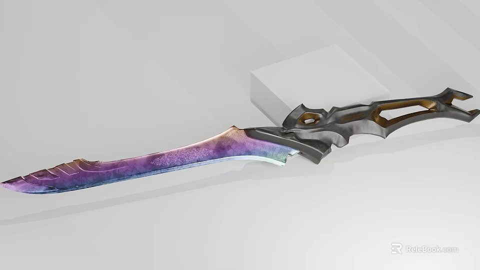 Fantasy Sword With Colorful Gradient Blade And Black Hilt Design 3d model 