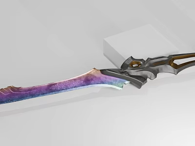 Fantasy Sword With Colorful Gradient Blade And Black Hilt Design 3d model