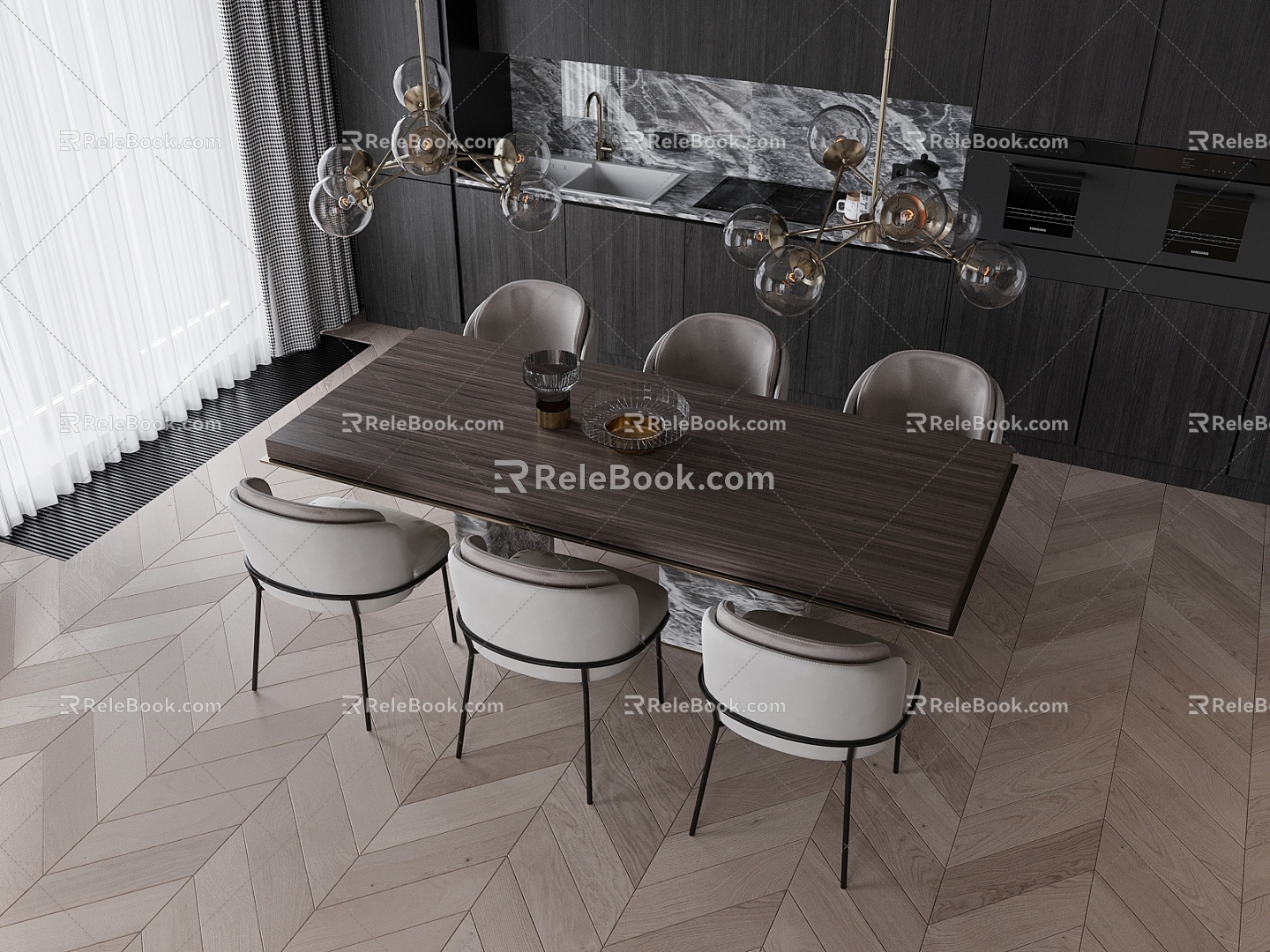 Modern Dining Table and Chair 3d model