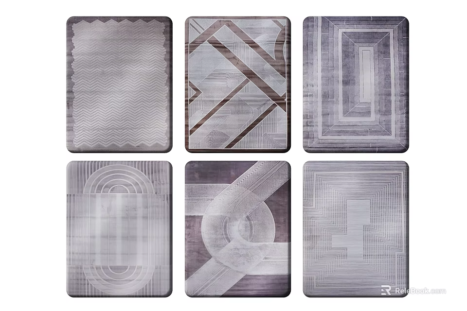 Inflatable Mats With Various Modern Patterns Including Geometric Shapes And Textures 3d model 