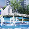 Charming Garden Ornaments Featuring Blue Pathways Yellow Sculpture Green Plants Seating And Water Features