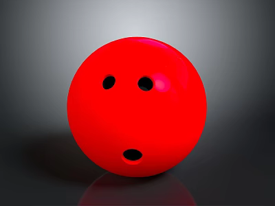 Red Smooth Bowling Ball With Three Holes For Daily Sports Use 3d model