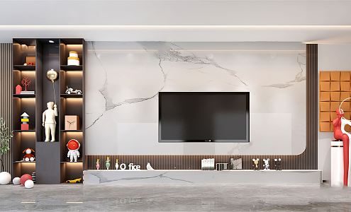 Modern TV background wall background wall 3d model