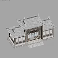 Traditional Chinese Ancient Building Featuring Tiled Roof Curved Eaves Wooden Plaque And Stone Carvings