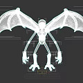 Colorful Character Creature 3D Model With Bat Like Wings Long Limbs And Pink Claws