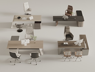 Modern General Manager Office Tables and Chairs 3d model