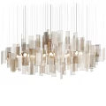 Contemporary Modern Chandelier With Hanging Translucent Rectangular Panels And Soft Glow