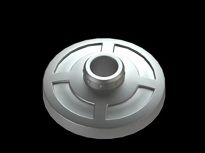 Silver Round Metal Part Featuring Central Hole And Radial Grooves Design 3d model