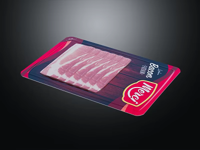 More Brand Bacon Slices in Red and Blue Packaging Design 3d model