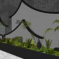 Modern Office Landscape With Curved Wall Decor Green Plants Stone Accents And Recessed Lighting