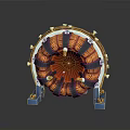 Industrial Electric Motor Stator With Copper Coils Metal Frame And Blue Base