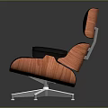 Modern Black Orange Leather Armchair With Metal Star Shaped Base And Armrests