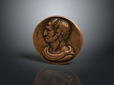 Vintage Copper Round Household Decorative Item With Portrait Relief Design 3d model