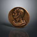 Vintage Copper Round Household Decorative Item With Portrait Relief Design