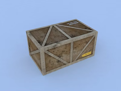 Durable Wooden Storage Crate With Reinforced Strips And Textured Surface 3d model