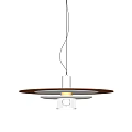 Modern Round Pendant Light With Brown Outer Ring White Inner Shade And Illuminated Design 3d model