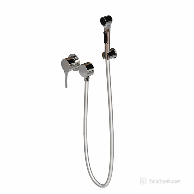 Modern Bathtub Faucet With Handheld Shower Flexible Hose And Chrome Finish 3d model 