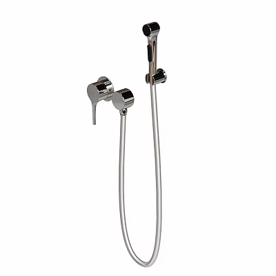 Modern Bathtub Faucet With Handheld Shower Flexible Hose And Chrome Finish 3d model