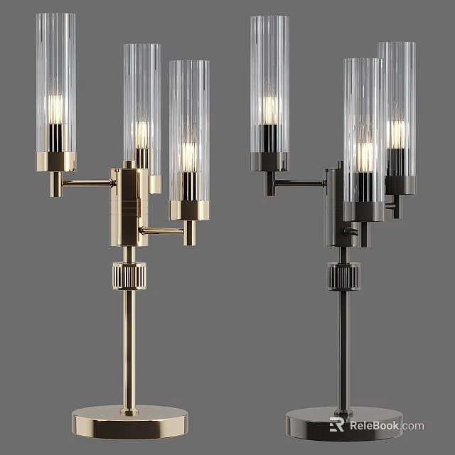 Modern Table Lamp with Glass Shades Metal Stand and Gold Black Color Options 3d model 