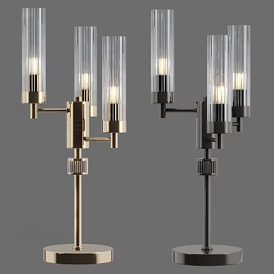Modern Table Lamp with Glass Shades Metal Stand and Gold Black Color Options 3d model