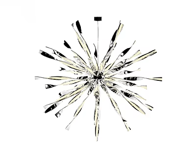 Modern Starburst Chandelier With Sleek Radiating Metal Strips And Contemporary Design 3d model