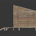 Rustic Wooden Cabin With Wooden Steps Door And Glass Window Design Structure