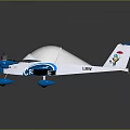 Blue And White Lightweight Airplane With Twin Propellers Wing Logos And Aerodynamic Design