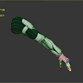 Mechanical Arm As Artificial Organ With Hair Like Textures And Green White Design