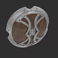 Vintage Medieval Shield With Metal Frame And Wooden Center Decorative Structure