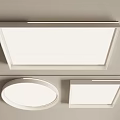 Modern Rectangular and Round Ceiling Lights with White Minimalist Design 3d model