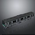 Detailed Gray Model Train Featuring Green Stripes Windows Skylight And Reflective Design 3d model