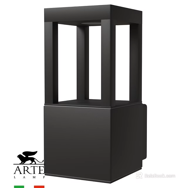 Modern Black Outdoor Light With Square Base And Frame Design For Garden 3d model 