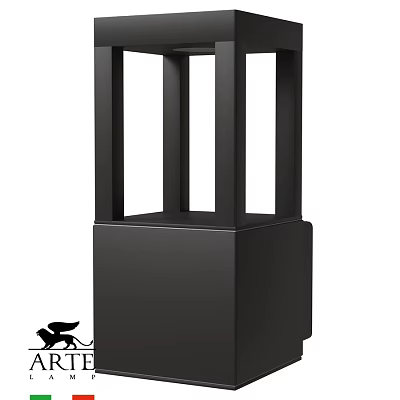 Modern Black Outdoor Light With Square Base And Frame Design For Garden 3d model