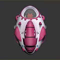 Futuristic Pink And White Mechanical Sphere Robot With Purple Legs Blue Dots And Circular Components