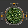 Cylindrical Green Foliage Device With Mechanical Base And Orange Ring