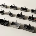 Modern Design Kitchen Sinks With Single Double Bowl Black Gray Finish 3d model