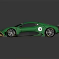 High Performance Brabham BT62 Green Racing Car With Gold Stripes Number 12 Rear Wing