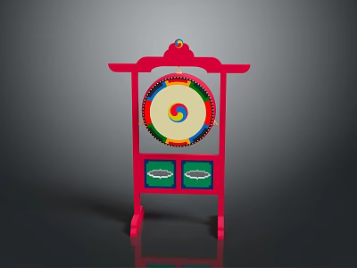 Traditional Weapon Target With Red Frame Colorful Circular Design And Green Panels 3d model